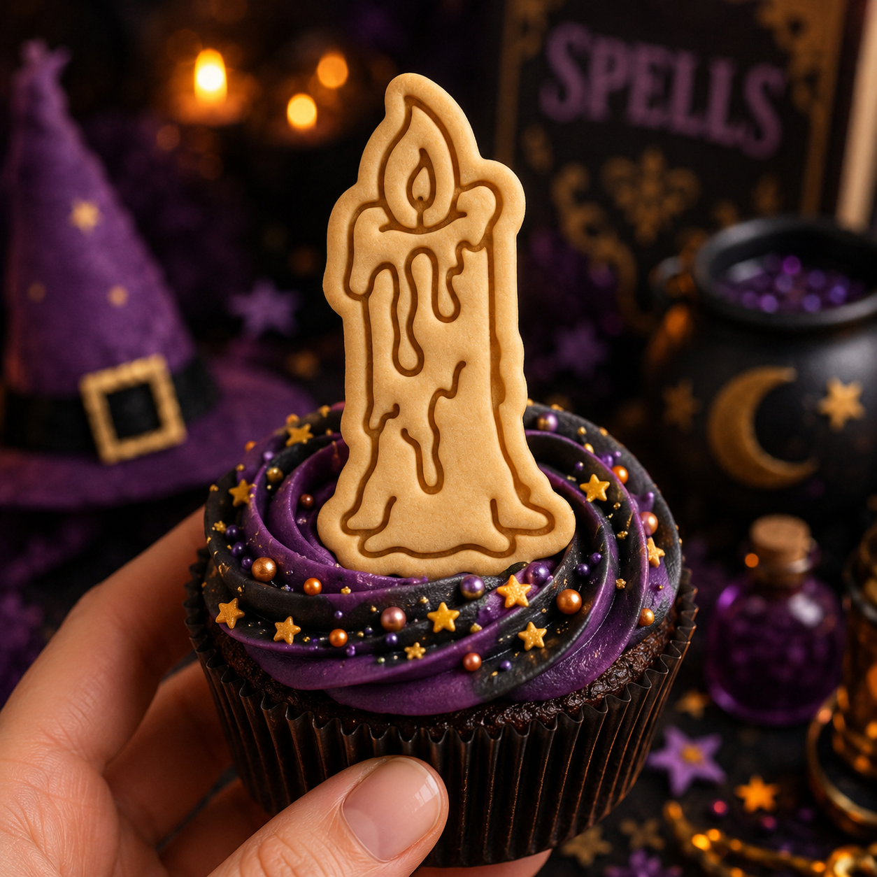 Witch Candle Mini Cookie Cutter & Stamp Set