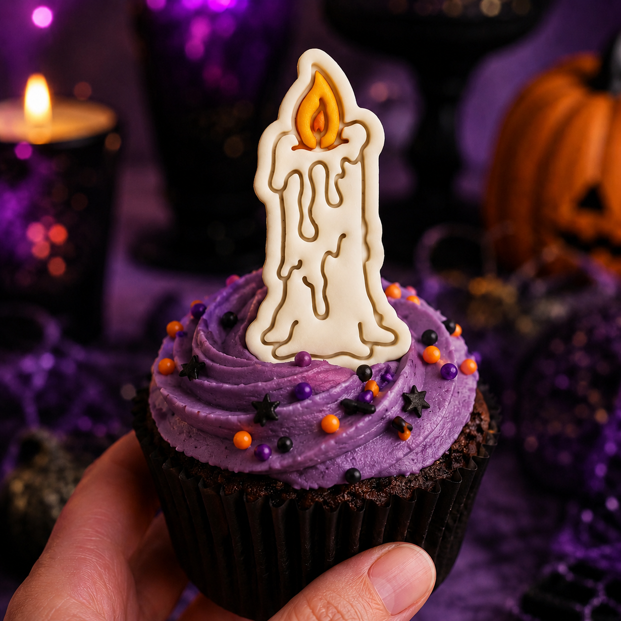 Witch Candle Mini Cookie Cutter & Stamp Set