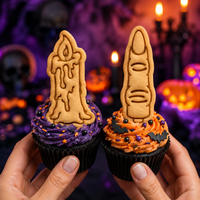 2 Mini Witch Cookie Cutters & Stamps - Candle & Finger