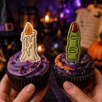 2 Mini Witch Cookie Cutters & Stamps - Candle & Finger