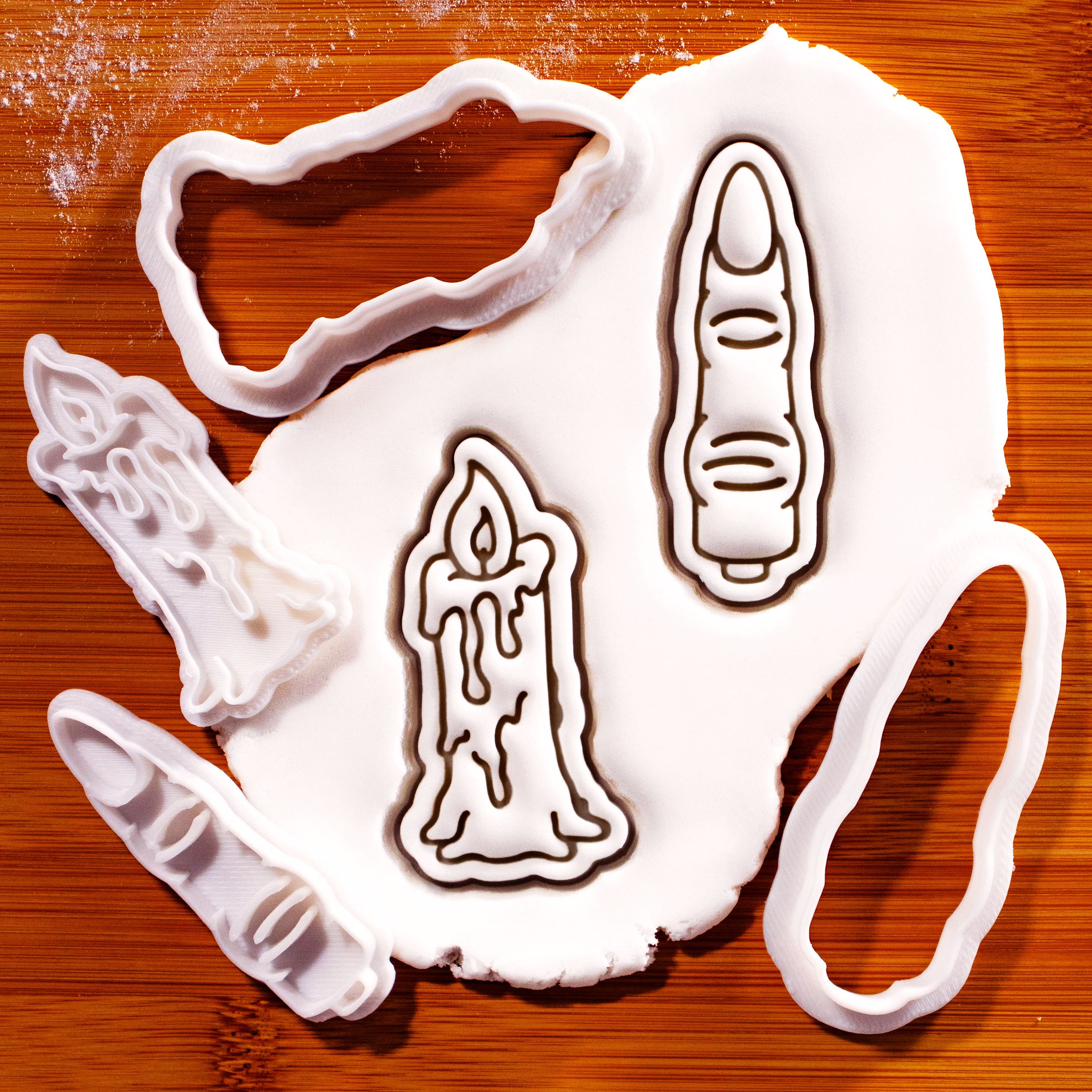 2 Mini Witch Cookie Cutters & Stamps - Candle & Finger