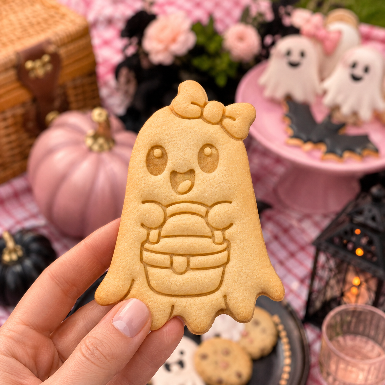 Ghost with Picnic Basket Cookie Cutter