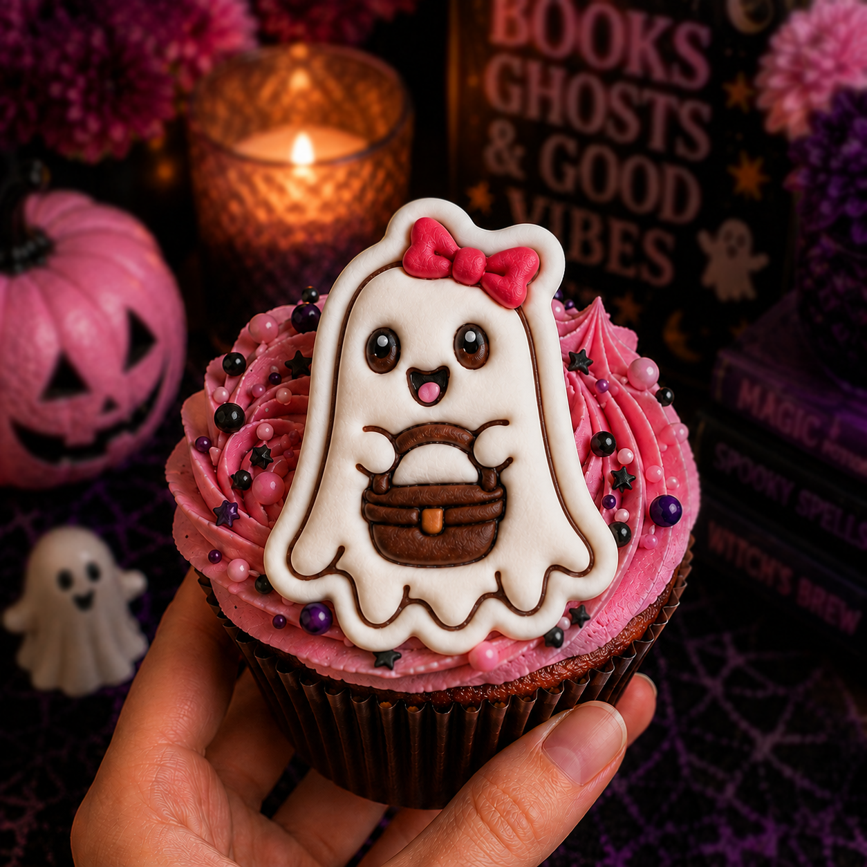 Ghost with Picnic Basket Mini Cookie Cutter & Stamp Set
