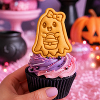 Ghost with Picnic Basket Mini Cookie Cutter & Stamp Set