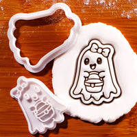 Ghost with Picnic Basket Mini Cookie Cutter & Stamp Set