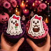 Set of 2 Ghost Mini Cookie Cutter & Stamp Sets, Flower & Picnic Basket