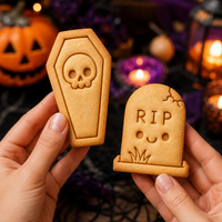 Set of 2 Skull Coffin & RIP Tombstone Cookie Cutters