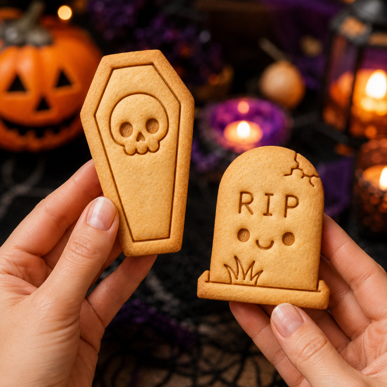 Set of 2 Skull Coffin & RIP Tombstone Cookie Cutters