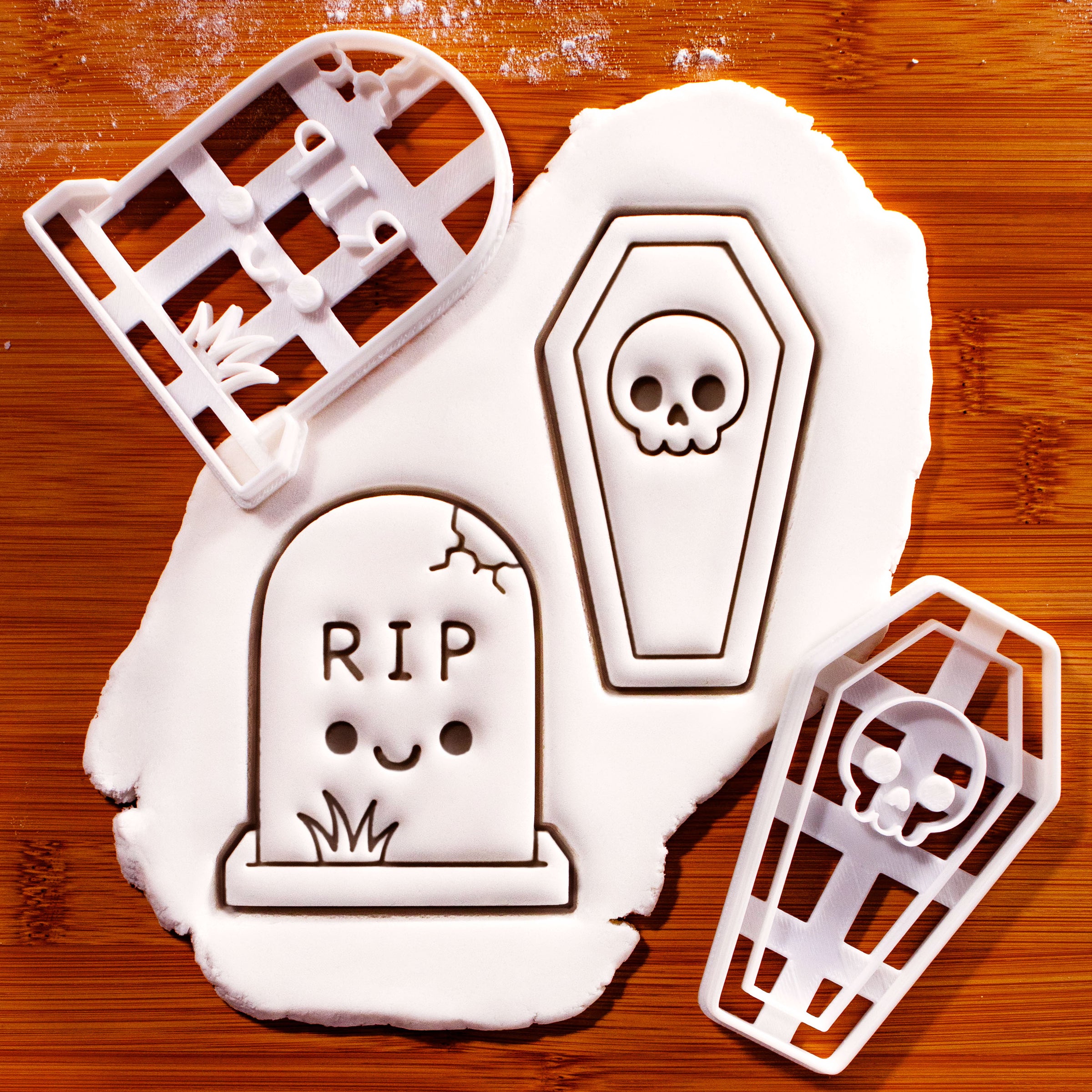 Set of 2 Skull Coffin & RIP Tombstone Cookie Cutters
