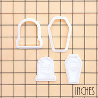 2-Pack Skull Coffin & RIP Tombstone Mini Cookie Cutter & Stamp Sets