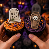 2-Pack Skull Coffin & RIP Tombstone Mini Cookie Cutter & Stamp Sets