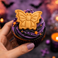 Bat Shaped Bow Mini Cookie Cutter & Stamp Set
