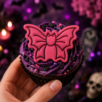 Bat Shaped Bow Mini Cookie Cutter & Stamp Set