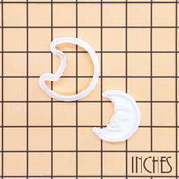Celestial Moon Mini Cookie Cutter & Stamp Set shown on inch measurement grid