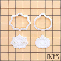 2-Pc Chibi Spider in Web & Kawaii Pumpkin Mini Cutter & Stamp Set