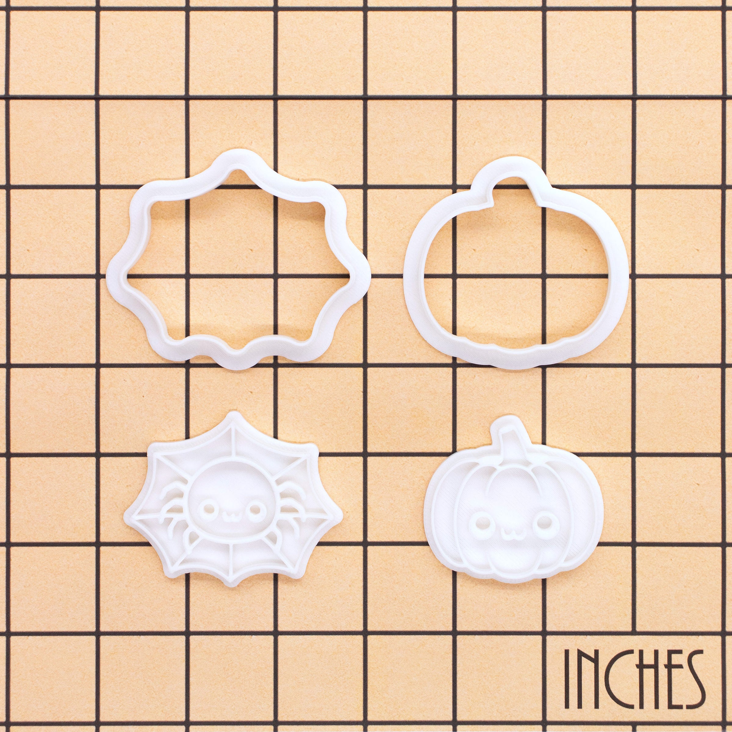 2-Pc Chibi Spider in Web & Kawaii Pumpkin Mini Cutter & Stamp Set