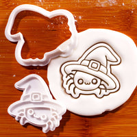 Witchy spider mini cookie cutter and stamp with fondant impression