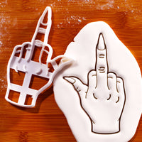 Witchy middle finger cookie cutter with detailed witch hand impression in fondant for Halloween baking