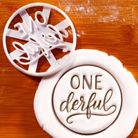ONEderful cookie cutter with matching fondant impression