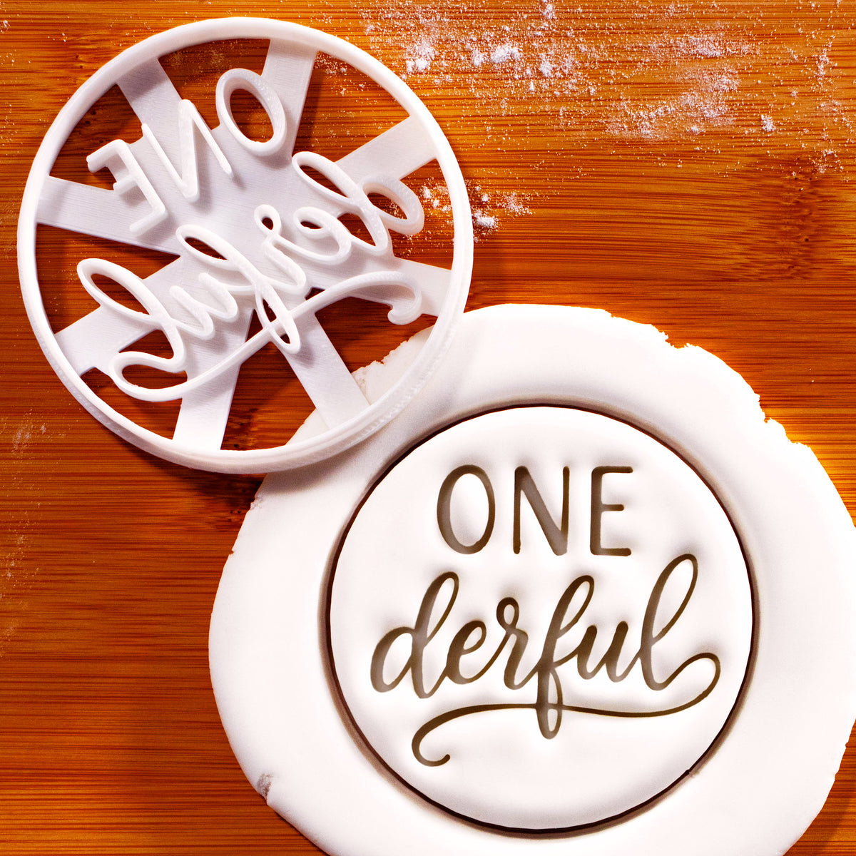 ONEderful cookie cutter with matching fondant impression