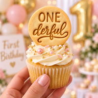 ONEderful mini cookie topper on first birthday cupcake