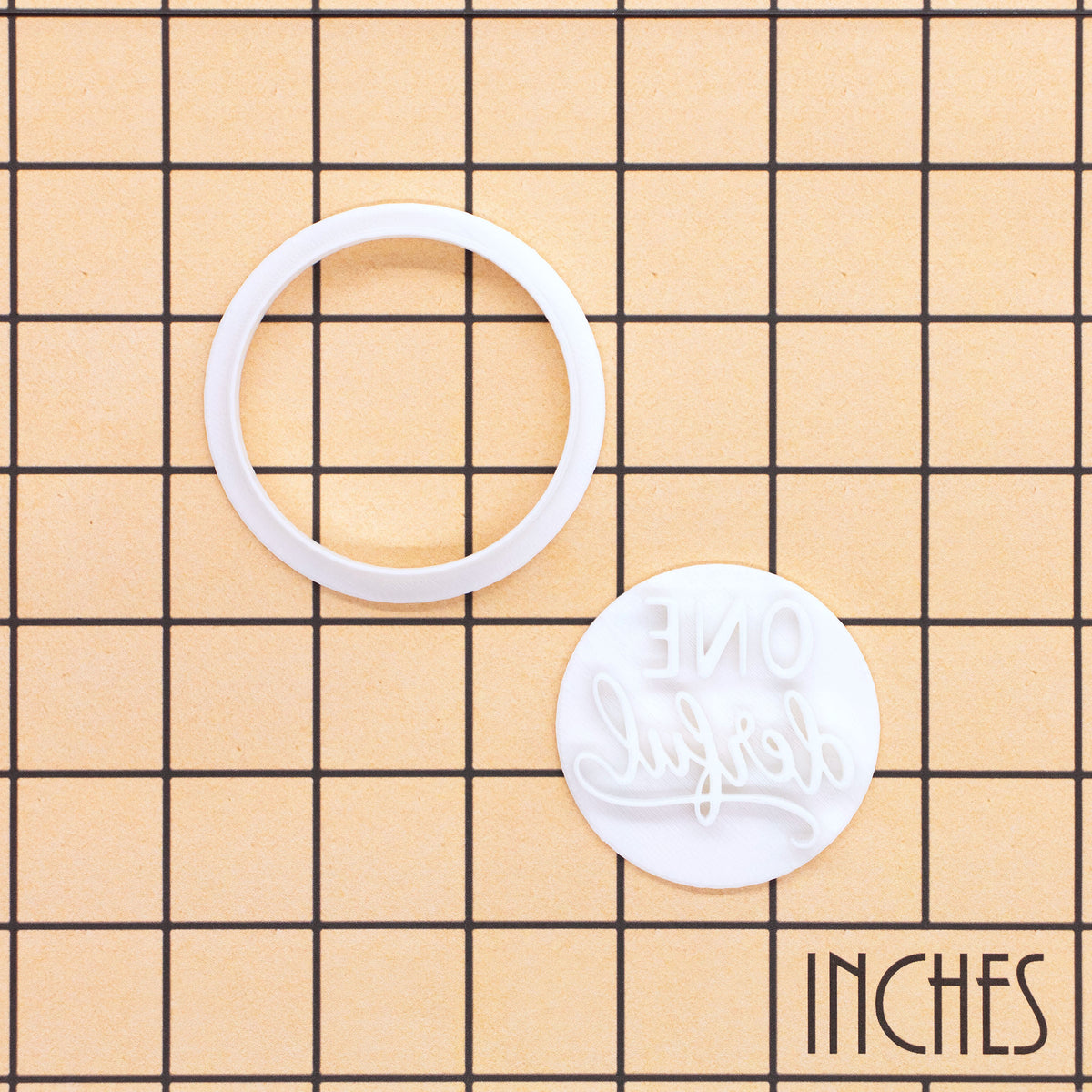 ONEderful mini cookie cutter and stamp set on inch grid