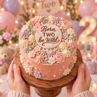 Born TWO Be Wild fondant plaque on second birthday cake