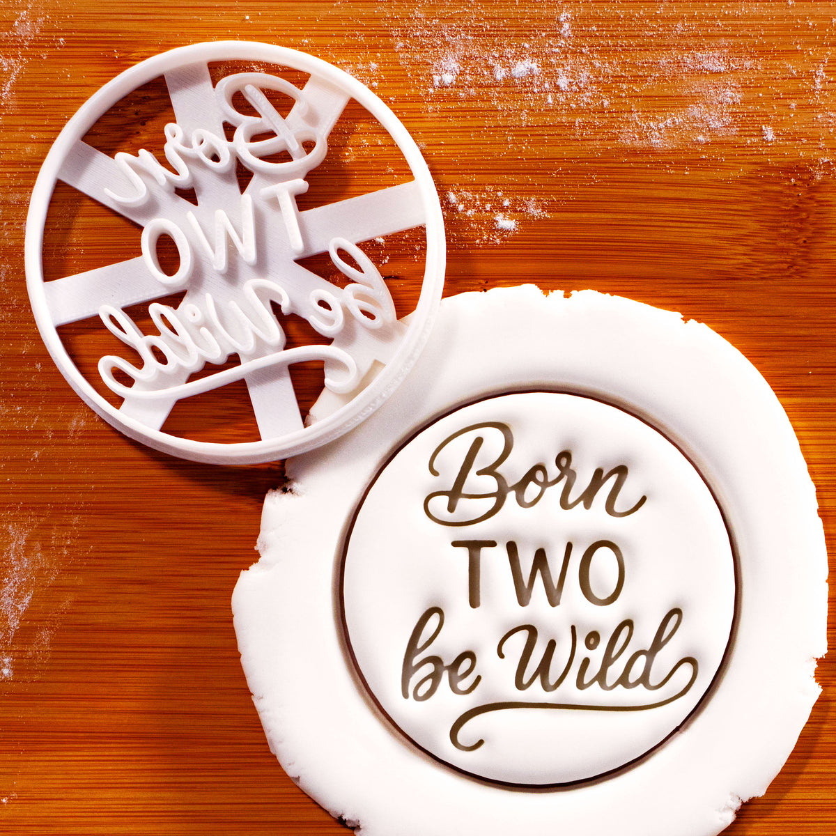 Born TWO Be Wild cookie cutter with fondant impression