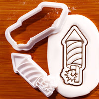 Rocket Firework Mini cookie cutter and stamp set with fondant impression