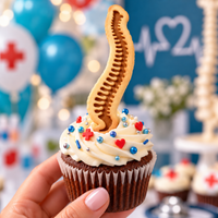 Human spine cookie topper on cupcake for healthcare or medical celebration