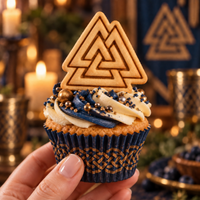 Valknut cookie cupcake topper for Norse mythology and Scandinavian party treats
