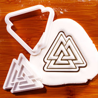 Valknut mini cookie cutter and stamp with detailed interlocking triangle impression