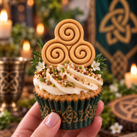 Triskelion triple spiral cookie cupcake topper for Celtic Irish wedding birthday and pagan party baking