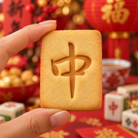 Red Dragon 中 mahjong cookie for Lunar New Year and mahjong game night