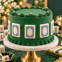 Mahjong cake decorated with White Dragon tile fondant toppers