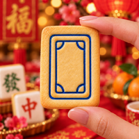 White Dragon mahjong cookie decorated with blue icing for Lunar New Year