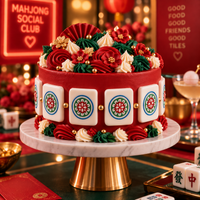 Mahjong cake decorated with large 1 Circle One Dot tile toppers for a game night party