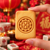 Large 1 Circle mahjong cookie with detailed One Dot wheel impression for Lunar New Year