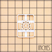 Large 1 Circle Mahjong One Dot cookie cutter shown on inch measurement grid