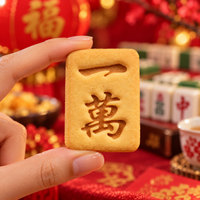 Large 1 Character mahjong cookie with 一萬 One Wan impression for Lunar New Year