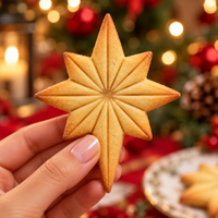 Baked Star of Bethlehem Christmas cookie with detailed eight-point star impression for festive baking