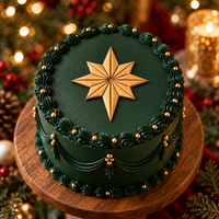 Gold Star of Bethlehem fondant cake topper made with an eight-point Christmas star cookie cutter