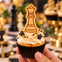 Queen chess piece cookie cupcake topper for chess party, tournament and board game themed baking