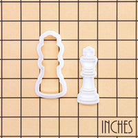King chess mini cookie cutter and stamp shown on inch grid for size reference