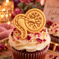 Placenta mini embossed biscuit cupcake topper for midwife, maternity and baby shower baking