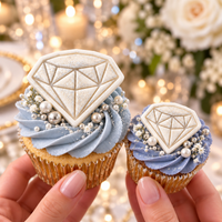 Mini and XS diamond fondant cupcake toppers shown side by side for size comparison