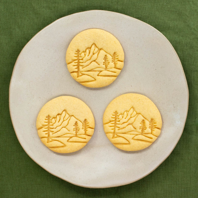 Bakerlogy Mountain with Pine Tree Forest Cookies