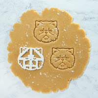persian cat cookie cutout dough, made with bakerlogy persian cat cookie cutter