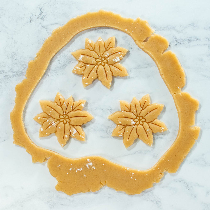 Bakerlogy Poinsettia Flower cookie cutout dough