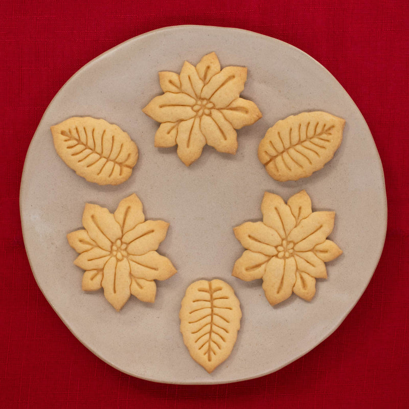 Bakerlogy Poinsettia Flower and Leaf cookies